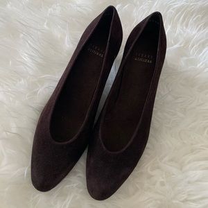 Stuart Weitzman Deep Purple Slip On Suede Block Heel Pumps Size 7
